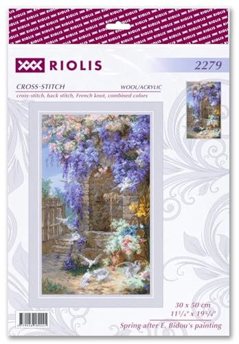 Image of RIOLIS - Spring After E. Bidou 2279, Floral Cross Stitch Kits 11 inchx19, Embroidery for Beginners & Advanced, Crossstitching Kits Adult, Counted Stitching Kit