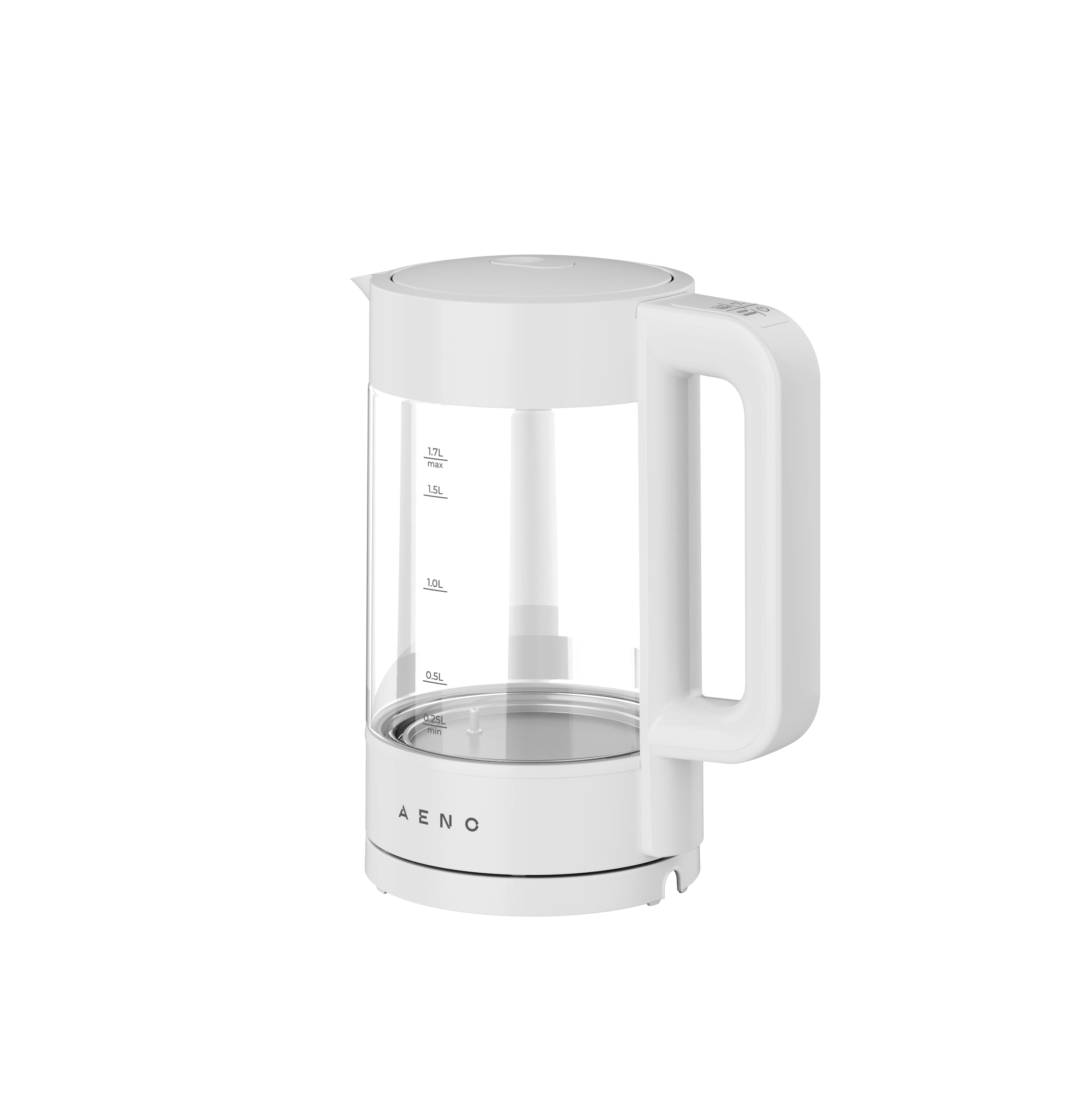 AENO EK5 - Bollitore elettrico da 1,7 l, 1850-2200 W, temperatura regolabile 40-100 °C, mantiene al caldo 30 minuti, ciotola in vetro, controller Strix, bianco