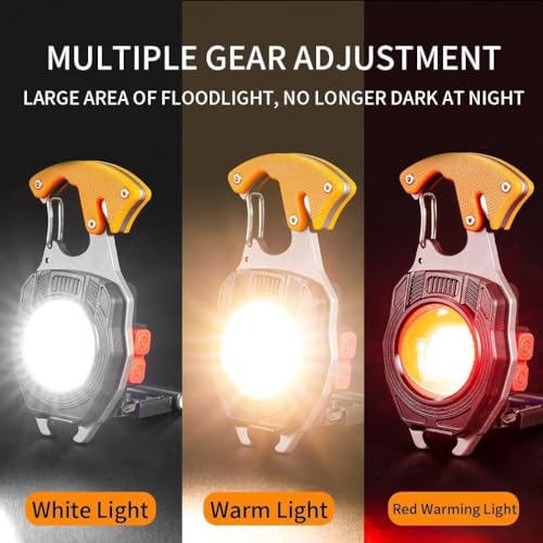 Image of Portable LED Flashlight COB Keychain Emergency Light for Outdoor Rechargeable Flashlights with 500 Lumens Rechargeable Lighter Whistles Bottle Opener Screwdriver(Multicolor)