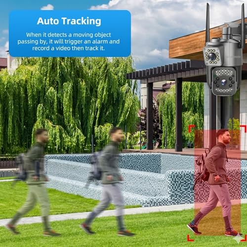 Image of securinnov 6MP WiFi Dual Lens Outdoor PTZ CCTV Camera | 360 Rotation | Color Night Vision | Two Way Audio | Wireless Home Security Camera with Mobile App V380 Pro (Dual Lens PTZ)