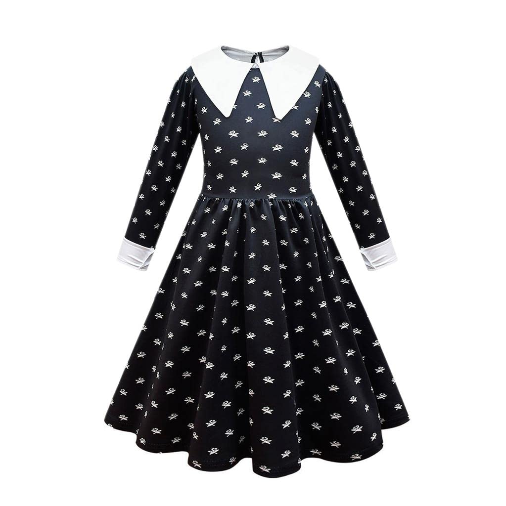 Dressy DaisyDressy Daisy Braid Pigtails Girls Gothic Black Dress Halloween Costume Fancy Party Outfit with Hair Wig Cosplay Size 4T to 14