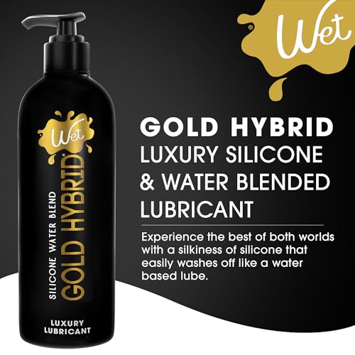 Image of Wet Gold Hybrid Silicone and Water-Based Lubricant | Long-Lasting Performance, Premium Formula | Made Without Glycerin and Parabens | Lube for Men, Women & Couples, 16 fl oz
