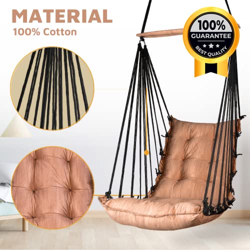 Curio-Centre-Cotton-Swinging-Hammock-Hanging-Swing-ChairHammock-Swing-for-Adults-Kids-Swing-for-Indoor-Outdoor-Garden-PatioDurable-Portable-JhulaSwing-for-Home-Copper