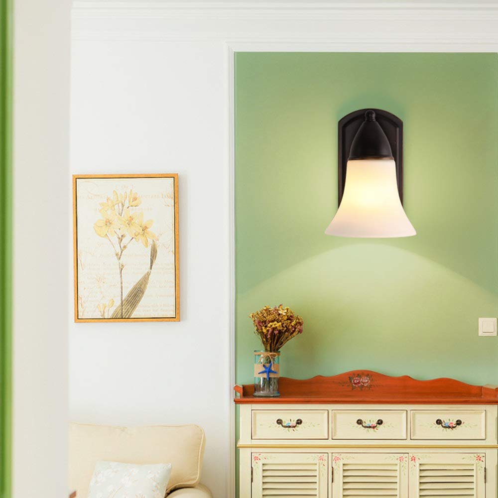 Lampada da Parete American Creativity con Paralume in Vetro E27, Decorazione per Interni, Soggiorno, Camera da Letto, Lanterna da Parete in Ferro, Balcone, Scala, Illuminazione da comod