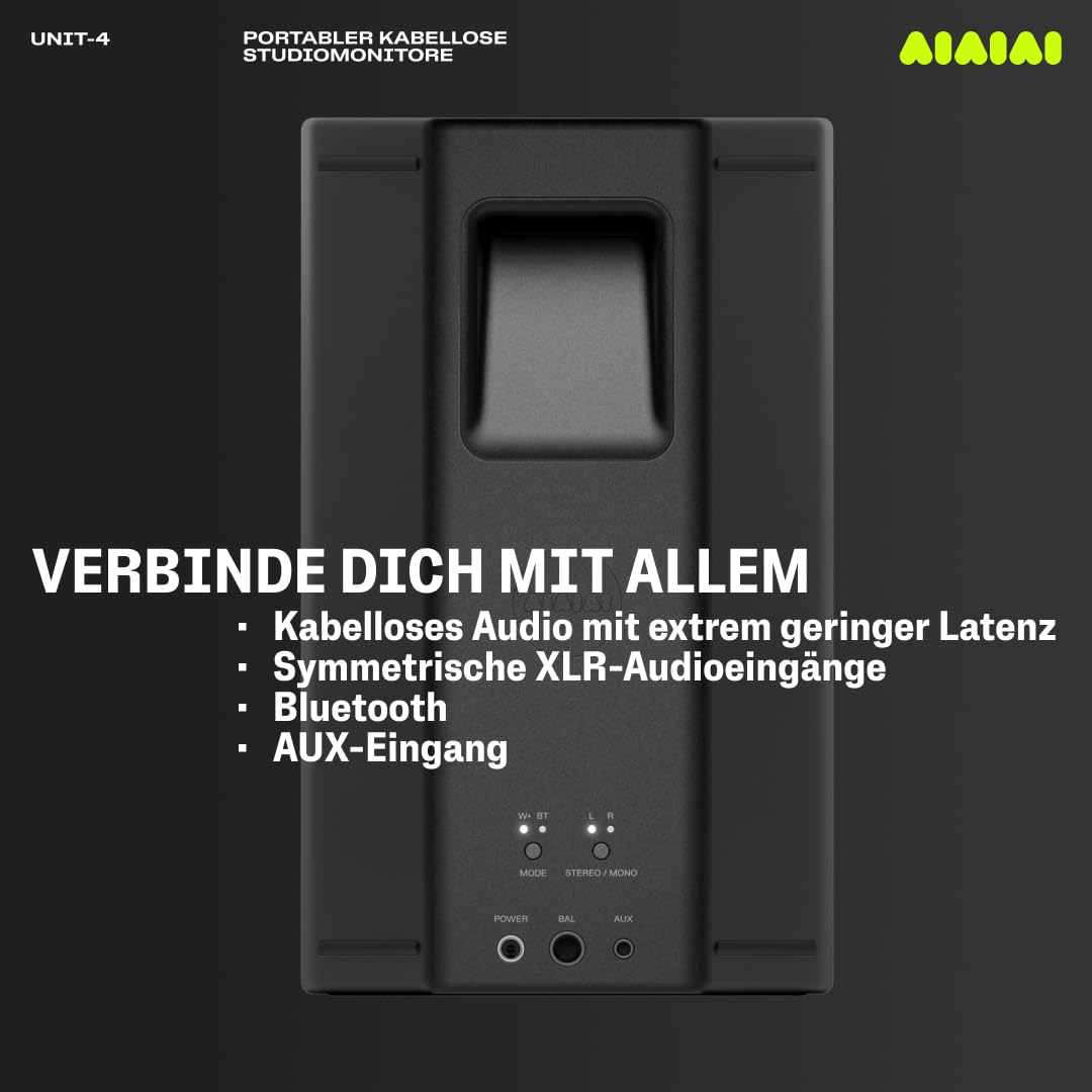 AIAIAI Unit-4 Wireless+ moniteurs de Studio Portables sans Fil, Audio sans Fil Non compressé à Ultra Faible Latence, Plus de 20 Heures d’autonomie (Paire)