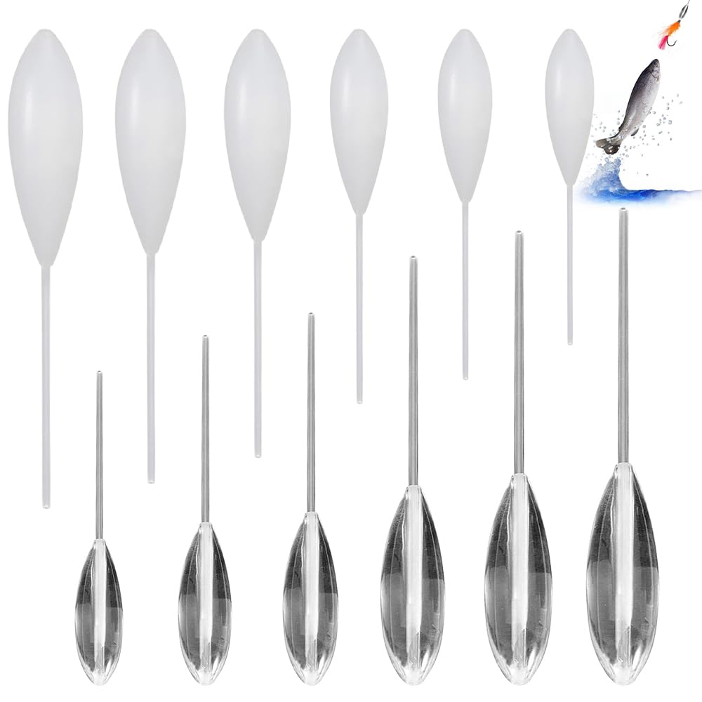 12 Piezas Fishing Sbirolino, 6 Lento Hundimiento 6 Flotantes 8 10 15 20 30 40g Kit de Pesca de Trucha, Fishing Bombetas Set para Cebo de Trucha Ideal para Masa de Espolón(Transparente + Blanco)
