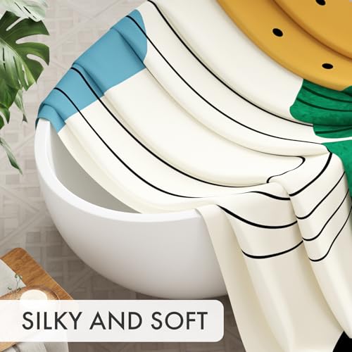 Image of AmazerBath Boho Shower Curtain, Beige and Brown Abstract Cloth Shower Curtain with 12 Metal Hooks, Luxury Washable Farmhouse Polyester Fabric Bathroom Green Leaf Shower Curtain Set, 72x72 Inches