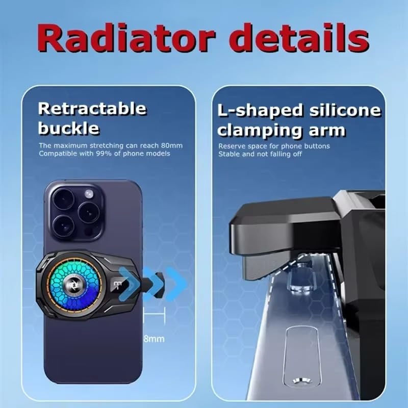 Image of BKN SL-16 Fast Cooling Mobile AC Fan Radiator | Fast Mobile Cooler for Gaming With USB Powered Smartphone Fan Cooling Radiator Game Cooler -3 degree 2 Gear for Phone Gaming, Live Streaming