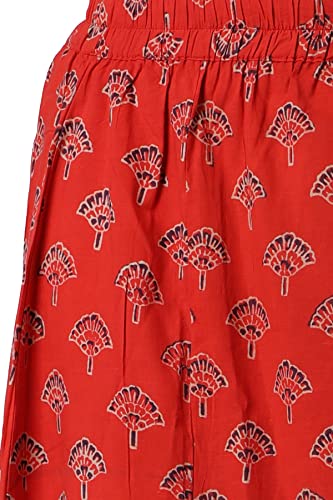 Image of POPWINGS Casual Ethnic Bagru Print Long Slit Skirts for Women || Cotton Long Slit Skirt for Women || Stylish Women Long Skirt for Summer