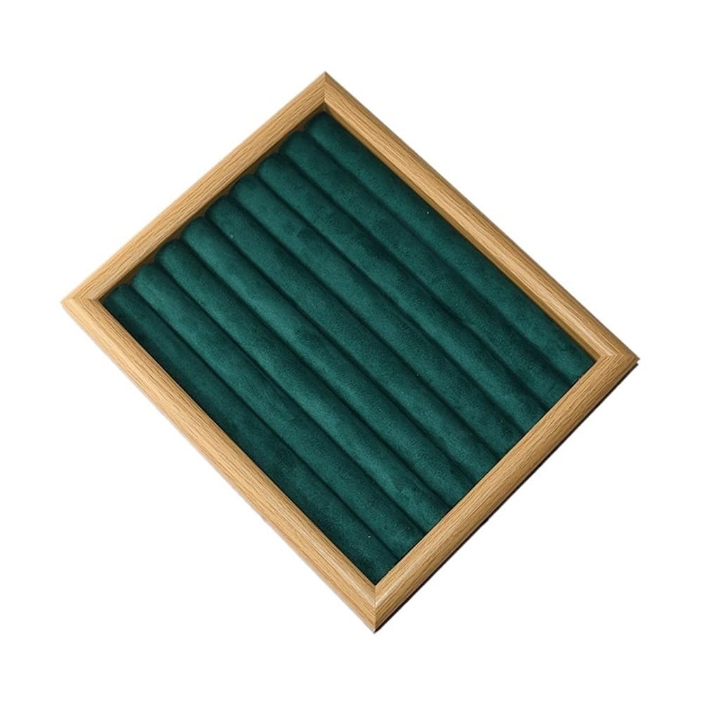 Zeng25liangOu-12 jewellery stand Dark Green Wooden Jewelry Rack Ring Tray Bracelet Earring Staple Earrings Storage for Display and Storage(Medium)