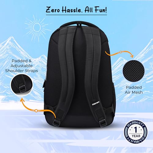 Image of Gear New Alpine 19 inch /36L Large Water Resistant School Bag | Casual Backpack | Daypack | Travel Backpack | Kids Bag for Boys /Girls (Black - Black)
