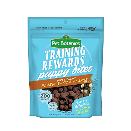 Pet Botanics 4 oz. Pouch Training Rewards Puppy Bites Soft & Chewy, Peanut Butter Flavor, with 200 Treats Per Bag, The Choice of Top Trainers