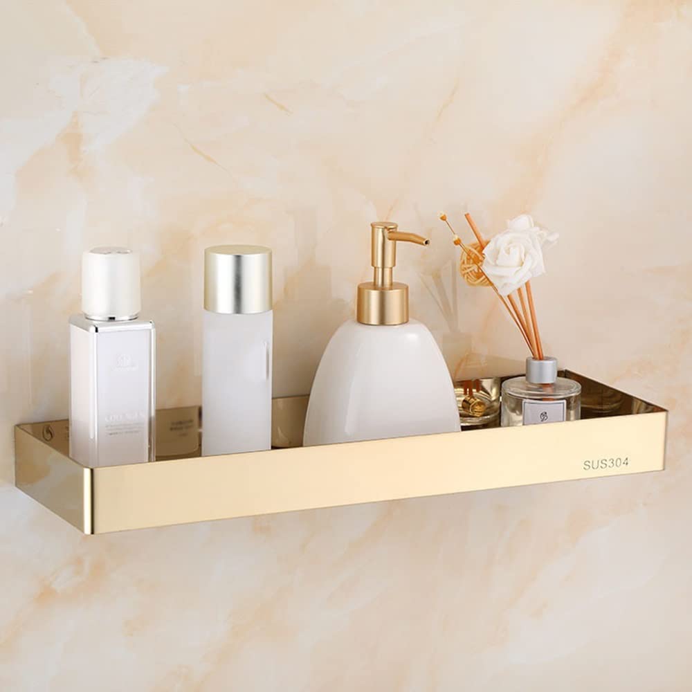 Estante de baño Dorado de Acero Inoxidable para Ducha, Estante de Esquina para Ducha, Estante Cuadrado para Ducha de baño, Organizador de Almacenamiento Negro sin Clavos, Estante de almacena