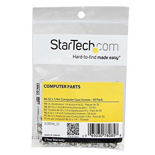 Image of StarTech Replacement PC Mounting Screws #6-32 x 1 /4in Long, TAA (SCREW6-32) | Screw kit, 0.2in (pack of 50), Silver, Standoff, Ilver