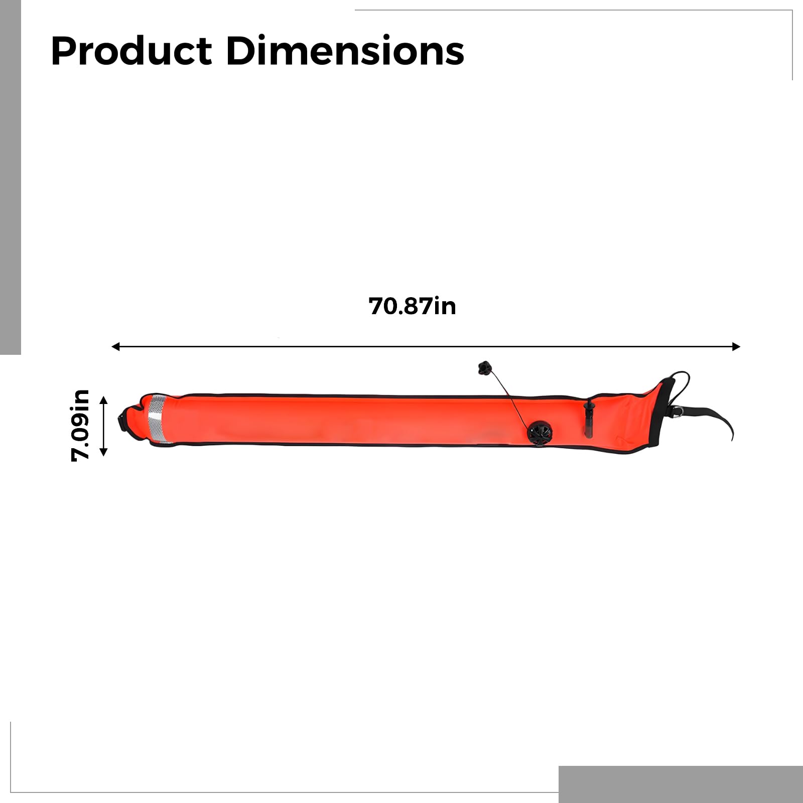 Marcatore di superficie per mulinello da immersione, ARA SMB con design arancione ad alta visibilità da 1,8 m x 17,8 cm, valvola di gonfiaggio orale, strisce riflettenti, scritta DIVER BELOW per
