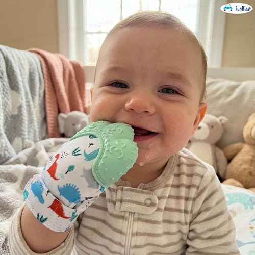 Image of FunBlast Baby Teething Mitten - Soft Silicone Teether Glove for Infants, BPA-Free, Safe & Comfortable Teething Toy for 3+ Months Babies, Toddlers, Infants (Seagreen)
