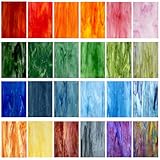 24 Stück Buntglas Blätter,10,2x15,2cm Buntglas, Buntglas Zubehör für Buntglas Projekte Vielfalt Glas Mosaikfliesen Kunst Buntglas Verschiedene Kathedrale Glas für DIY Home Dekoration