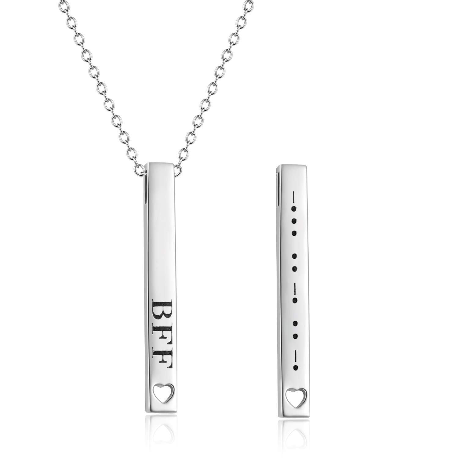 Sterling Silver Morse Code Necklace, Secret Message Jewelry Gifts for Women