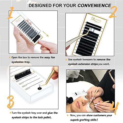 Easy Fan Quewel Russian Volume Lash Extensions 0.07 D Curl 12mm Reusable Box Self Fanning Automatic Blooming Lashes - Image 3