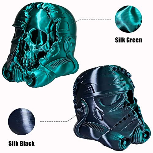 Image of PLA Filament 1.75mm, Silk PLA 3D Printer Filament, High Speed Printing Dual Color Filament Black Green 2 in 1 Coextrusion 1.75 PLA Filament + /-0.02mm, 1kg /2.2lb