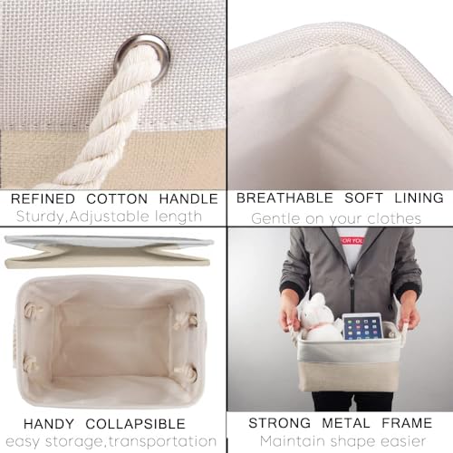 Mangata Fabric Storage Box Set Of 3, Foldable Fabric Storage Baskets With Handles For Cupboards, Wardrobe, Shelves, Clothes, Toys, Towel, Bathroom(Small, Khaki White) - 7
