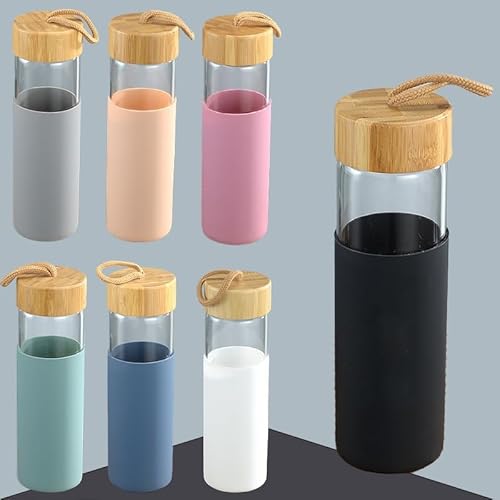 Glass Water Bottle | 500ml | Protective Sleeve Silicone | Glass Beverage | Insulated Drinking| Bottle Screw Lid | Reusable | Multiuse; Sports, Gym, Outdoor, Back to School (Navy Blue) Glass Water Bottle | 500ml | Protective Sleeve Silicone | Glass Beverage | Insulated Drinking| Bottle Screw Lid | Reusable | Multiuse; Sports, Gym, Outdoor, Back to School (Navy Blue)