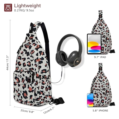 Duryarhall Sling Bag for Women Crossbody Chest Bag Convertible from Left to Right, Water Repellent Gym Backpack, Anit Theft, Leopard Small - image 3