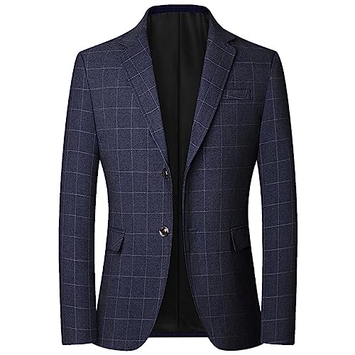 Mens Plaid Sport Coat Slim Classic Fit Two Button Checkered Blazer Lightweight Comfy Lapel Business Casual Daily Suit Jacket