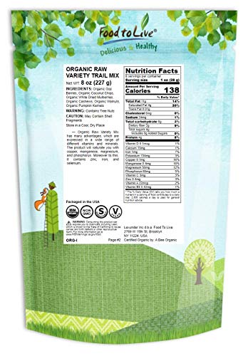 image for Food to Live Organic Variety Trail Mix, 8 Ounces — Raw and Non-GMO S