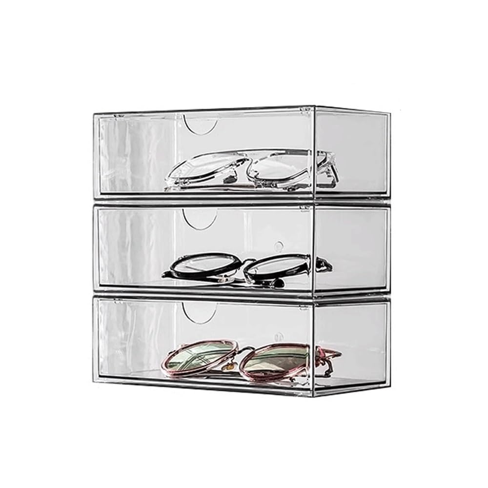 guiling-1986 Eyeglasses Display Rack Glasses Display Rack, Sunglasses Placement Cabinet, Desktop Prop Storage Box, Dust-proof Transparent Organizer for Eyewear(Large)