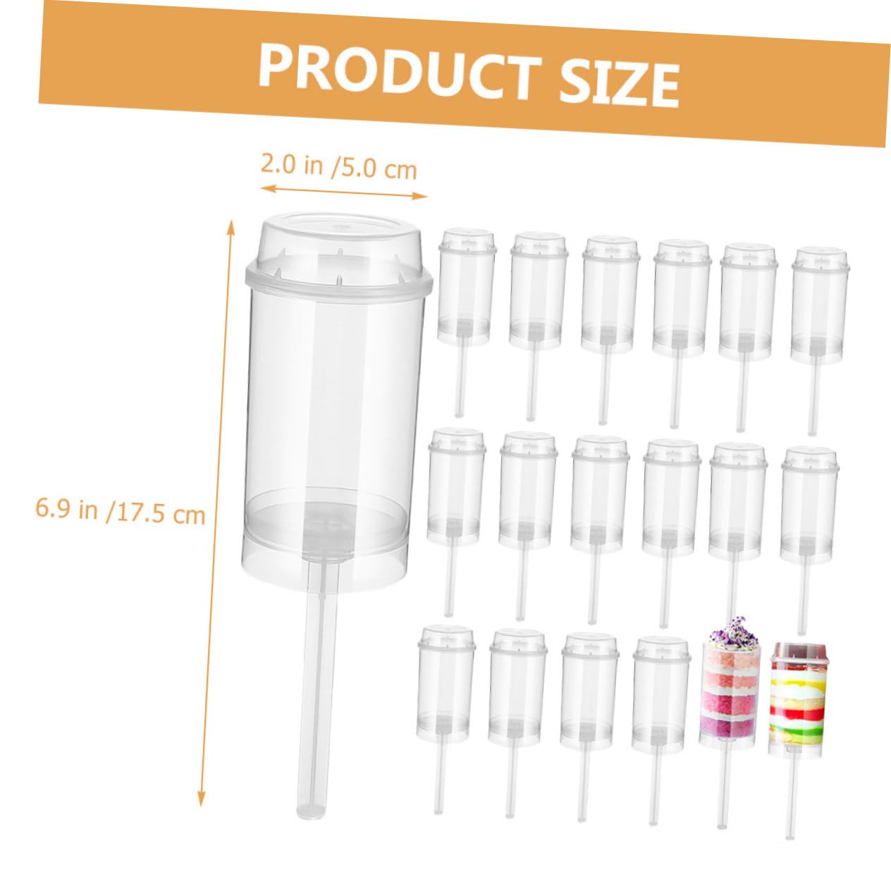 Cabilock 12Pcs Clear Plastic Cake Containers Heart Shaped Cake Pop Holders Reusable Dessert Shooter for Cupcakes Jellies Ice Easy to Clean for Parties