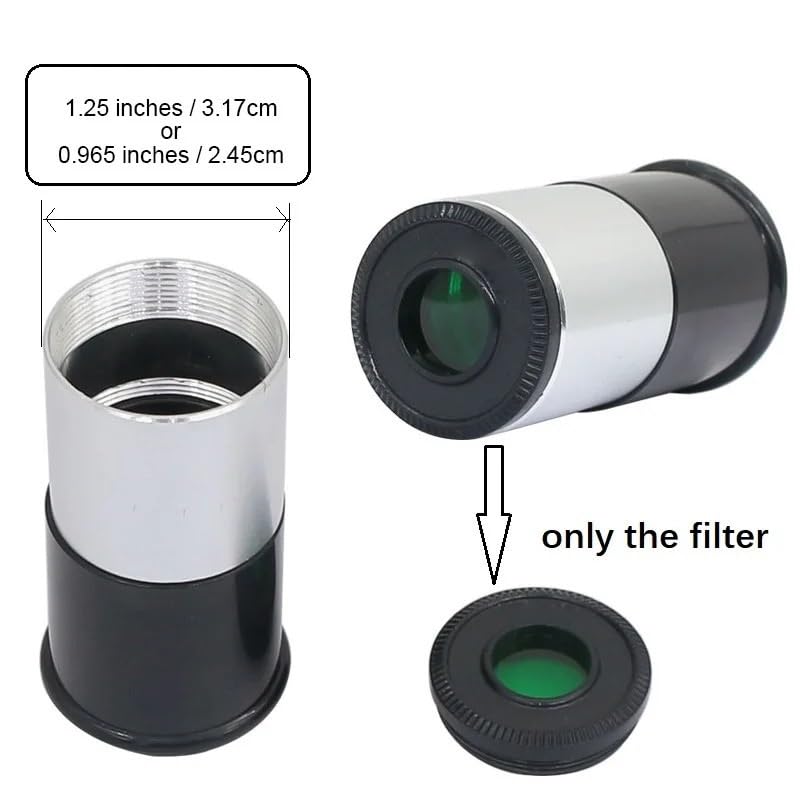 Filtro verde astronómico redondo M28.6 compatible con telescopio de 1.25" 3