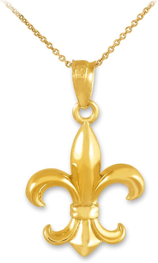 Religious Jewelry 10k Gold Fleur-de-Lis Charm Pendant Necklace