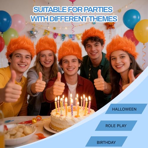 Image of Orange Wig Hair Headband Costume Funny Wigs Blue Wigs for Women (Orange, Medium)