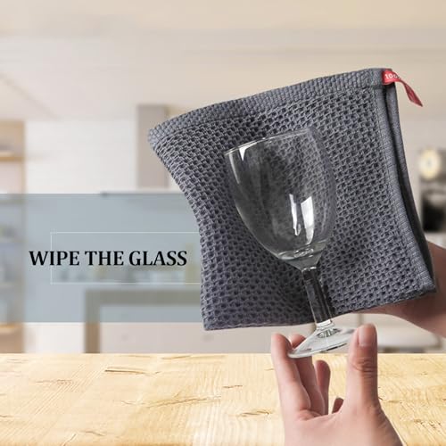 Set di 4 Strofinacci Cucina Cotone 30 x 30 cm,Stracci Cucina Cotone,Asciugamani Canovacci Cucina Super Assorbenti,Riutilizzabile e Ad Asciugatura Rapida Lavabili in Lavatrice (Grigio Scuro) - immagine 5