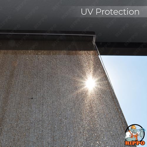 Image of HIPPO Outdoor HDPE Roller Blind Curtain - 95% Sun & UV Protection,reathable Airflow Design, Light Filtering Corded Roll-Up Shade for Balcony & Outdoor Spaces (Desert-Storm, 3FTX8FT)