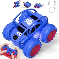 Direct Charging Remote Control Cars with USB Type-C Cable, Amphibious Fast Charging Stunt Car 360° Flip,LED Lights,15 km/h 4WD for Kids Ages 3-12, Waterproof Indoor Outdoor RC Toy Gift for Boys Girls