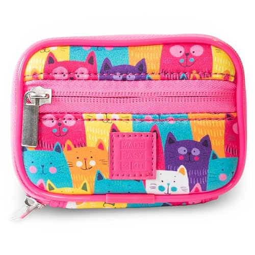 Image of Made Easy Kit Pill Case - Weekly Medicine Organizer with Removable Seven-Day Vitamin & Supplement Box - Premium Neoprene for Travel Purse Accessory (Colorful Cat)