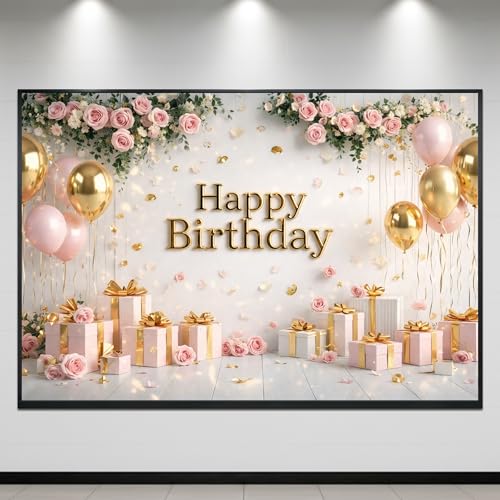 Image of Happy Birthday Theme Backdrop Banner 5x7 ft - Digital Print Cloth Background, Reusable Birthday Party Wall Decoration for Girls, Photo Booth & Stage Decor (BD 28)