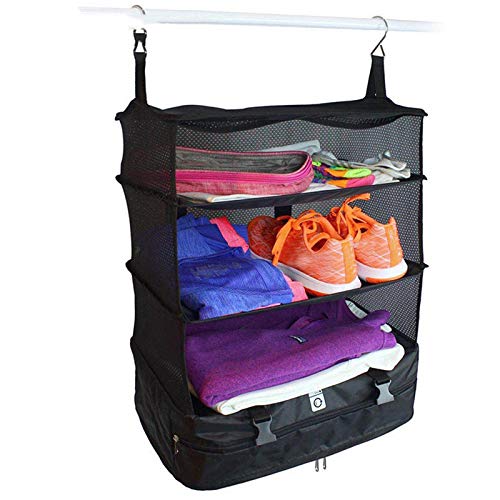 Ekrfxh Housewares - Sistema de equipaje portátil organizador de maleta, estantes de viaje plegables y organizador de cubo de embalaje plegable, para armario, dormitorio (negro)