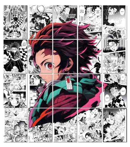 Image of Moment Prints Tanjiro Manga Collage Poster Set 2 - Set of 20, 210 mm x 297 mm, 300 GSM Paper, Tanjiro Posters, Tanjiro Kamado Poster (Tanjiro Manga 1) - Glue Dots Included, Cardstock