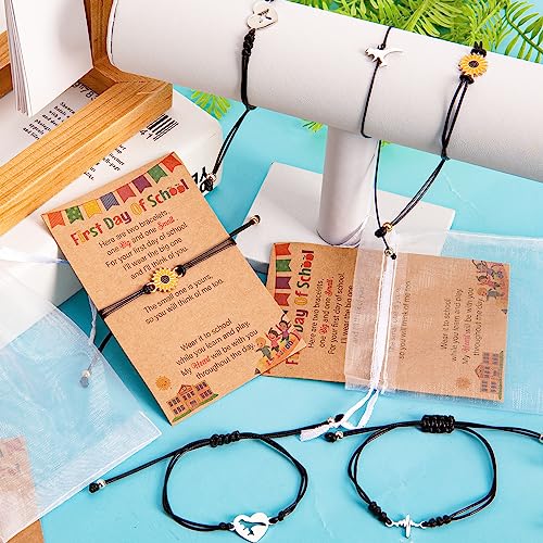 Image of EOBOH First Day of School Bracelet Mommy and Me, Prek Matching Wish Bracelets Set, Adjustable Bracelet for Boys Girls Gifts Stuff Bulk