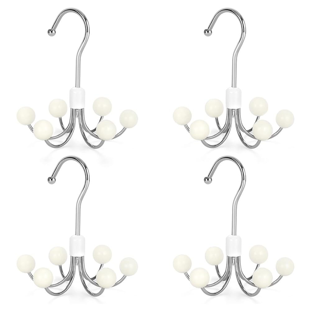 Hndhbfgrt Wood Balls Closet Hooks 4-Pack 4pcs Multipurpose 360° Swivel, for Scarves, Handbags, Hoodies CT57W