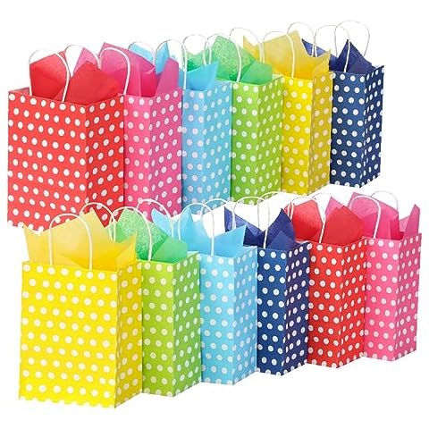 Cootato 24 Polka Dot Gift Bags with Tissues Cover