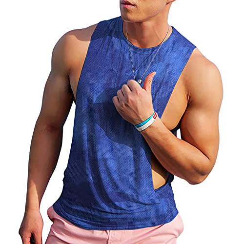 Camiseta sin Mangas sin Mangas para Hombre Color Blue Size S