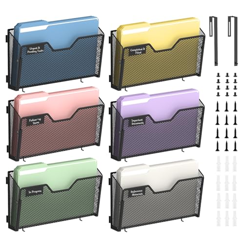 ReePlan 6 Pack Metal Wall File Organizer, Heavy Duty Hanging