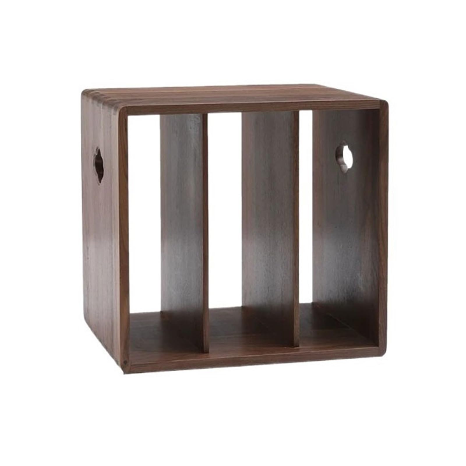 Shihan-2015 Bookcase Black Walnut Square Retro Minimalism Bookshelf 3 Compartments Wooden Home Storage Rack Display Shelf