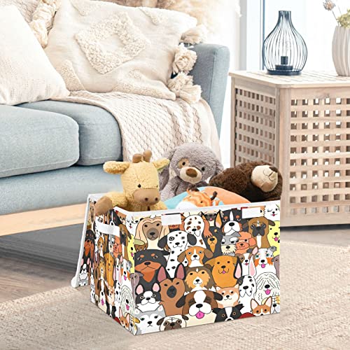 Mnsruu Storage Boxes with Lids, Cute Doodle Dog Print Animal Large Storage Basket Organizer Shelves Cube Bin Toy Clothes Underbed - Image 2