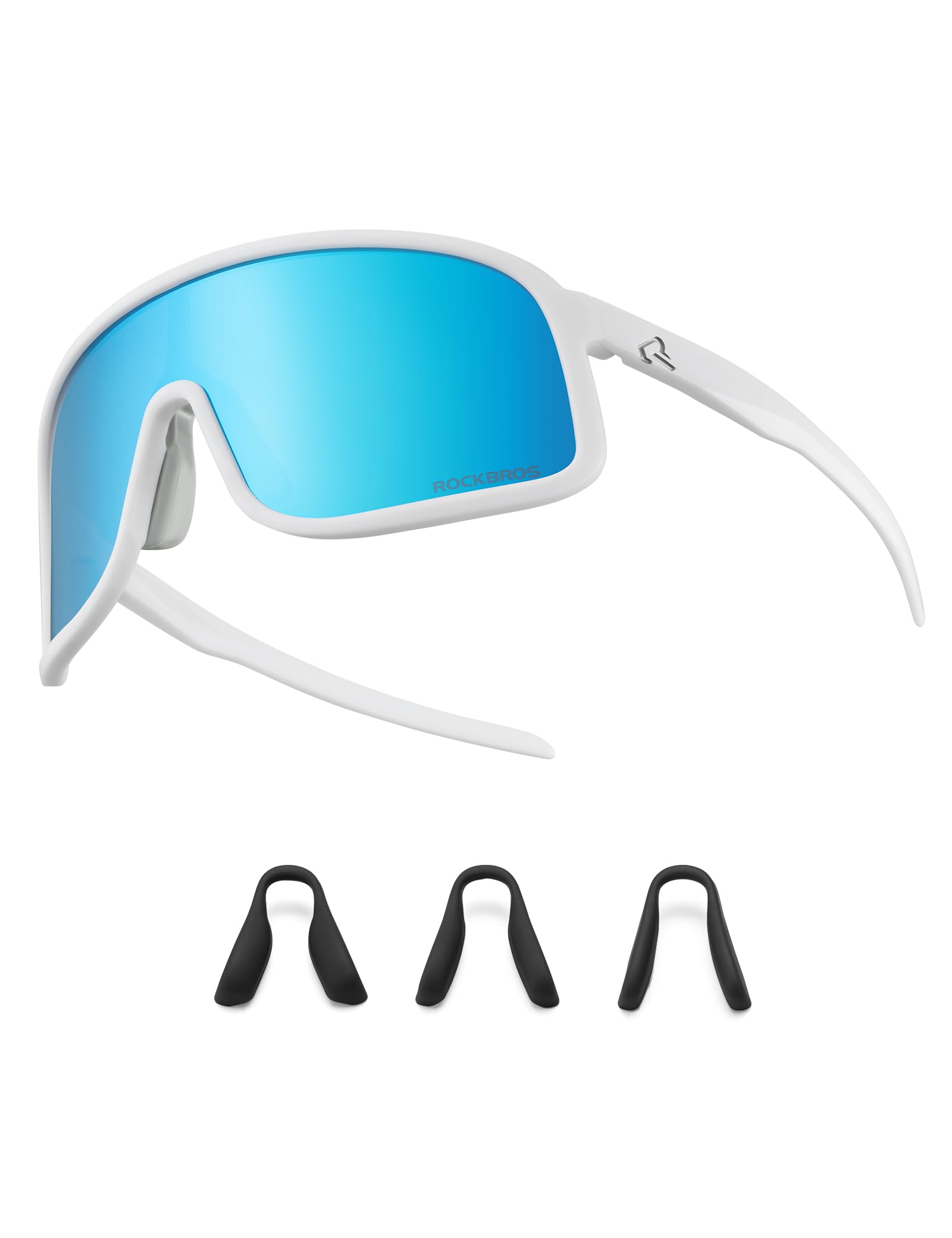 ROCKBROS Polarisierte Fahrradbrille Sonnenbrille, UV400 Schutz, Ultraleicht TR90 Rahmen Sportbrille, Austauschbare Nasenpads Cycling Glasses für Herren Damen Radfahren MTB Laufen