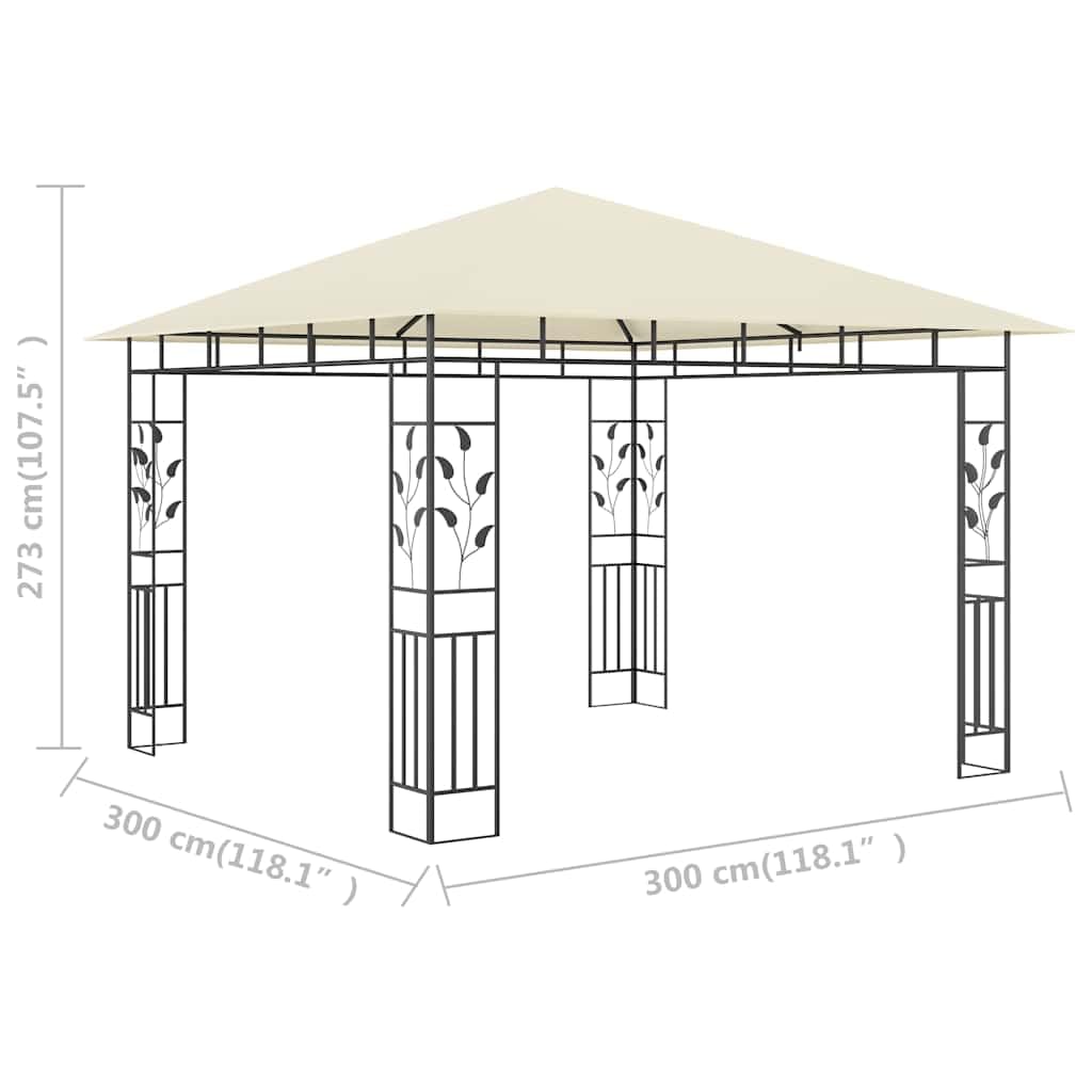 Carpa de acero para fiestas (3 x 3 m), color crema